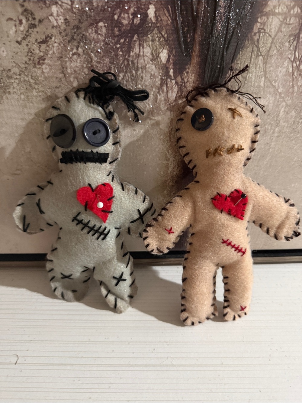 Homemade voodoo dolls, set of two